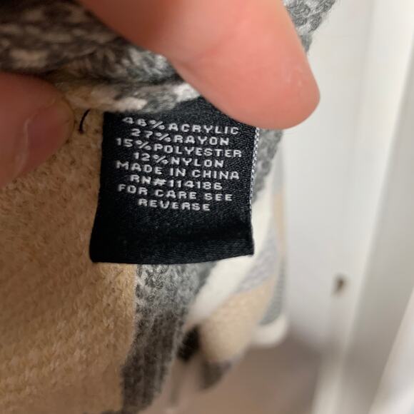 3/$20 Verve Ami women's neutral striped open front draped cardigan sweater SZ L - Picture 9 of 10